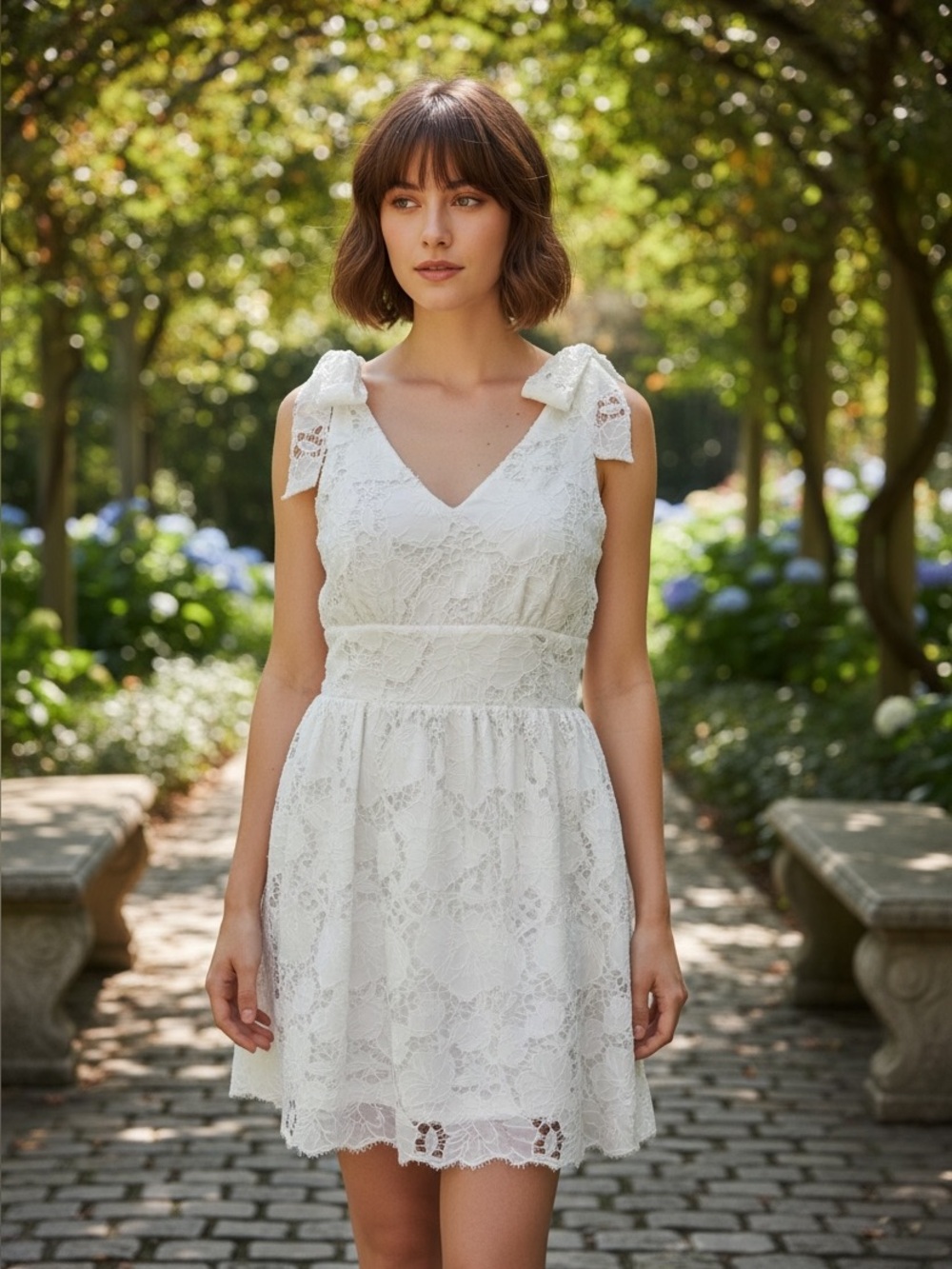 Layered With Love White Lace V-Neck Women's Dress. Size Medium